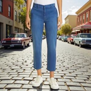 NWT FRANK & EILEEN Wicklow Italian Denim Crop Chino Pant in Blue Denim 6
